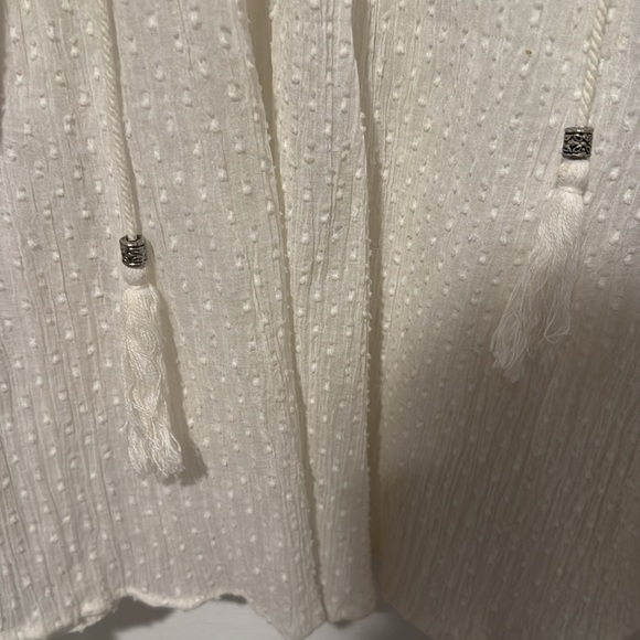 Nostalgia Embroidered Boho Floral Peasant Blouse Tunic Top Cream Shirt Sz Large - Picture 5 of 9